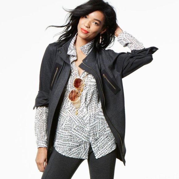 CAbi Jackets & Blazers - Cabi Mesh Back Ponte Knit Utility Jacket Belted M